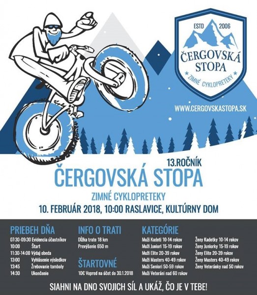 Pozvánka: ČERGOVSKÁ STOPA  už 10.februára v Raslaviciach. - bikepoint.sk