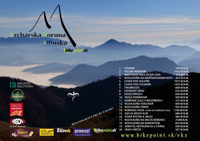 VRCHÁRSKA KORUNA ŽILINSKÁ sa rozbieha 13. apríla - bikepoint.sk