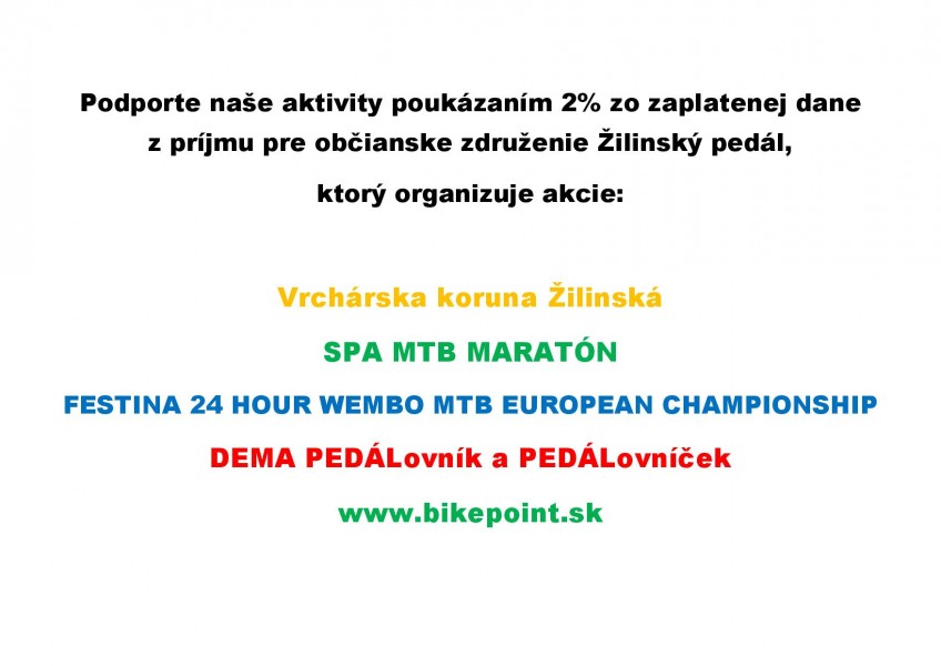 2% z dane - rok 2017 - bikepoint.sk