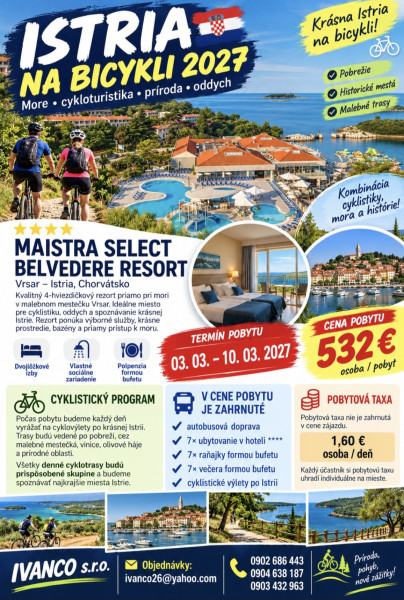 Parenzana, Hotel Belvedere ****Cyklozajazdy 2027 - bikepoint.sk